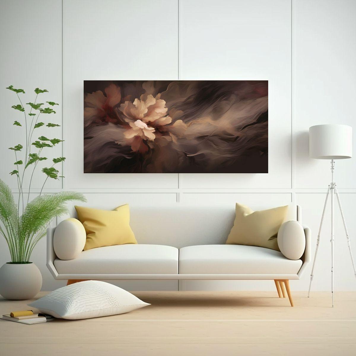 Cuadro Abstracto Floral Taupe Oscuro Luminoso Y 160x80cm-2