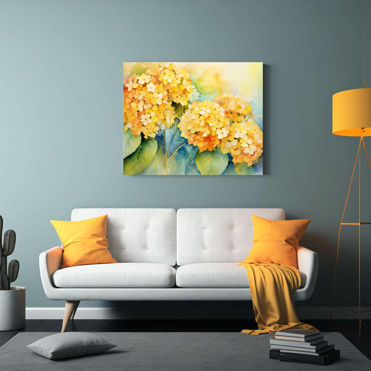 Pinturas Abstractas De Decoración Con Flores De Hortensias  75x50cm-2