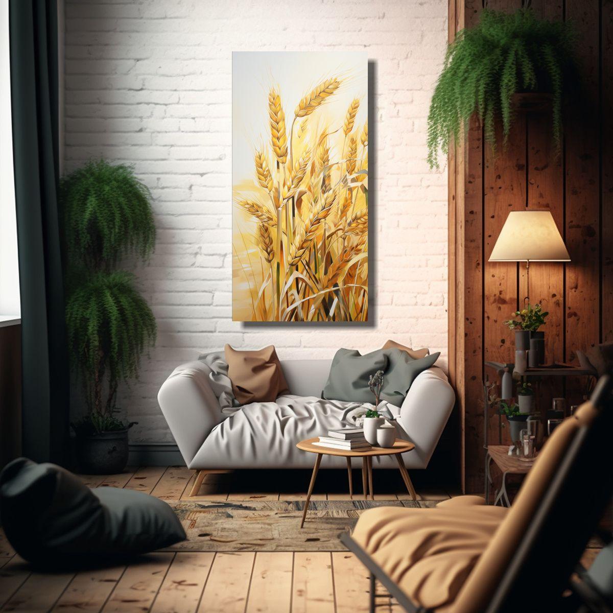 Pintura Abstracta De Granos De Avena De Lienzo Mod 40x80cm-2