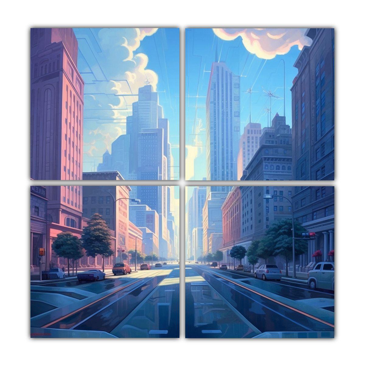 Cuadros Urbanos Exclusivos Amanecer Ciudad 100x100 Cm-0