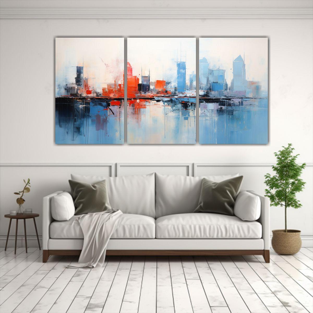 Cuadros Abstractos Vanguardia Interiores Ciudad 90x45 Cm-2