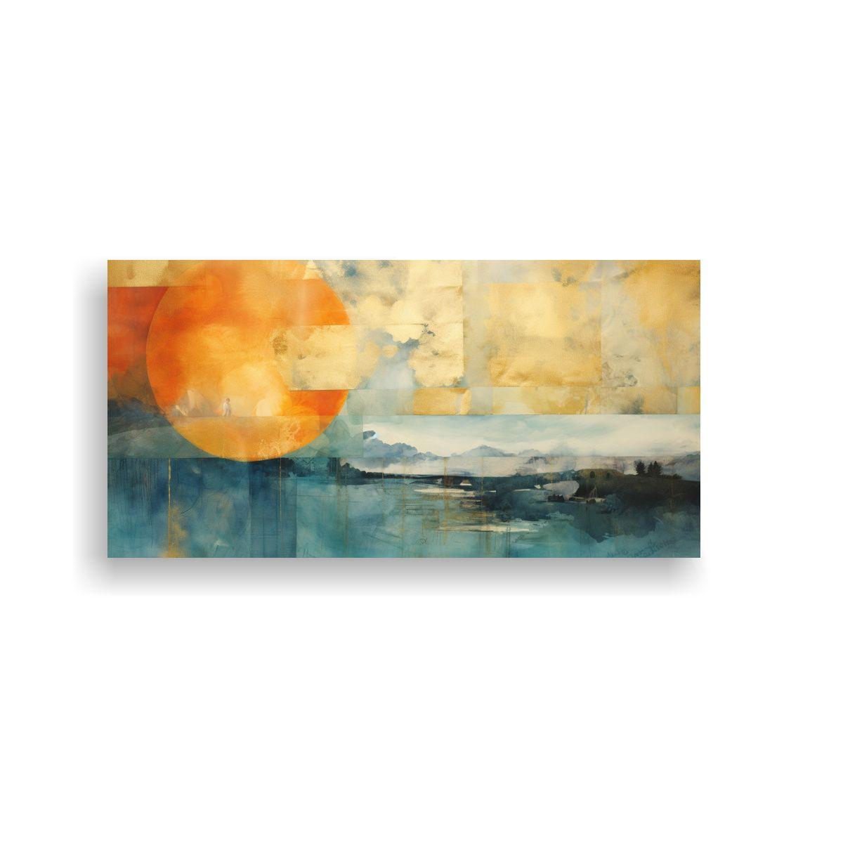 Pintura En Tela Detalle Con Acuarela Naranja, 140x70cm-0