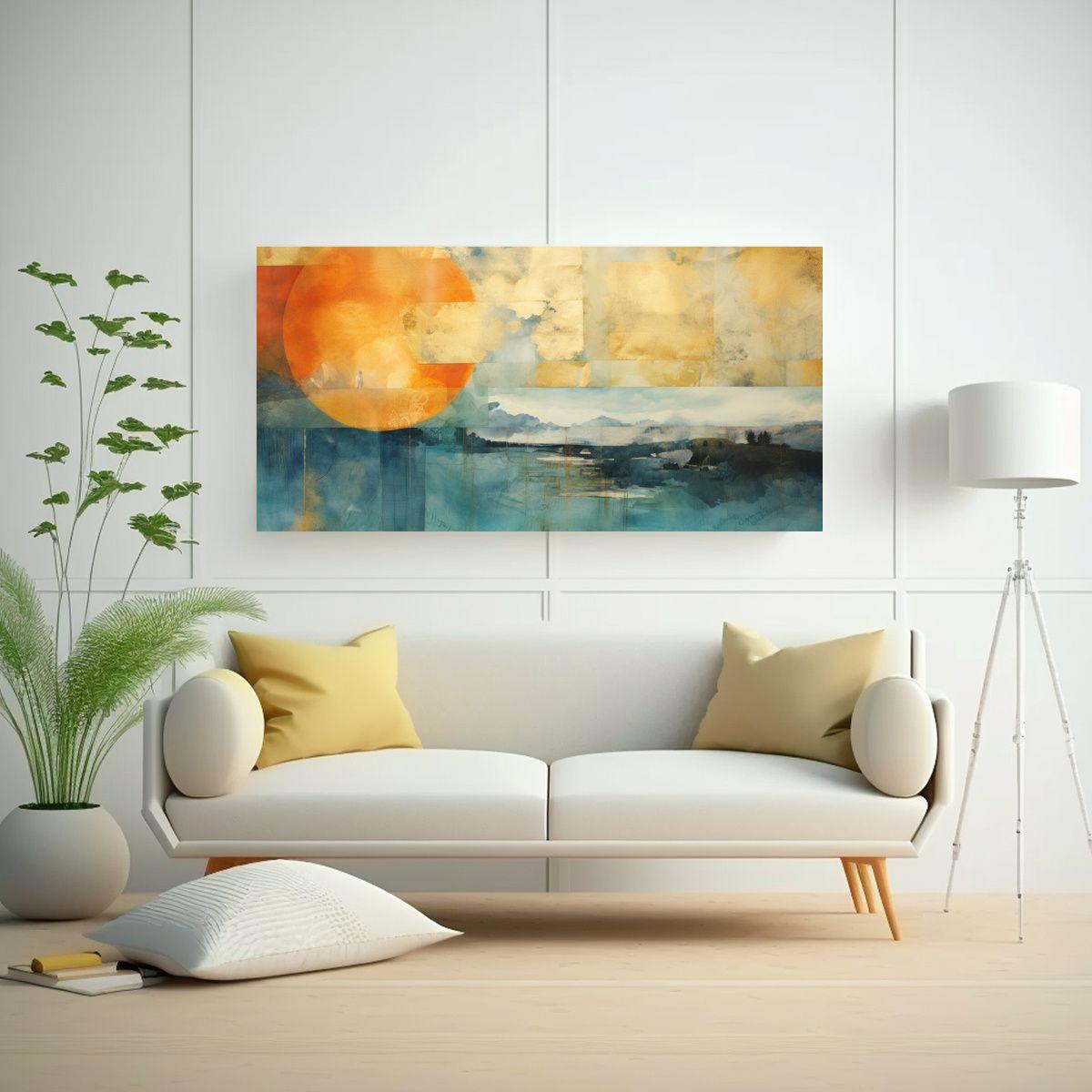 Pintura En Tela Detalle Con Acuarela Naranja, 140x70cm-2