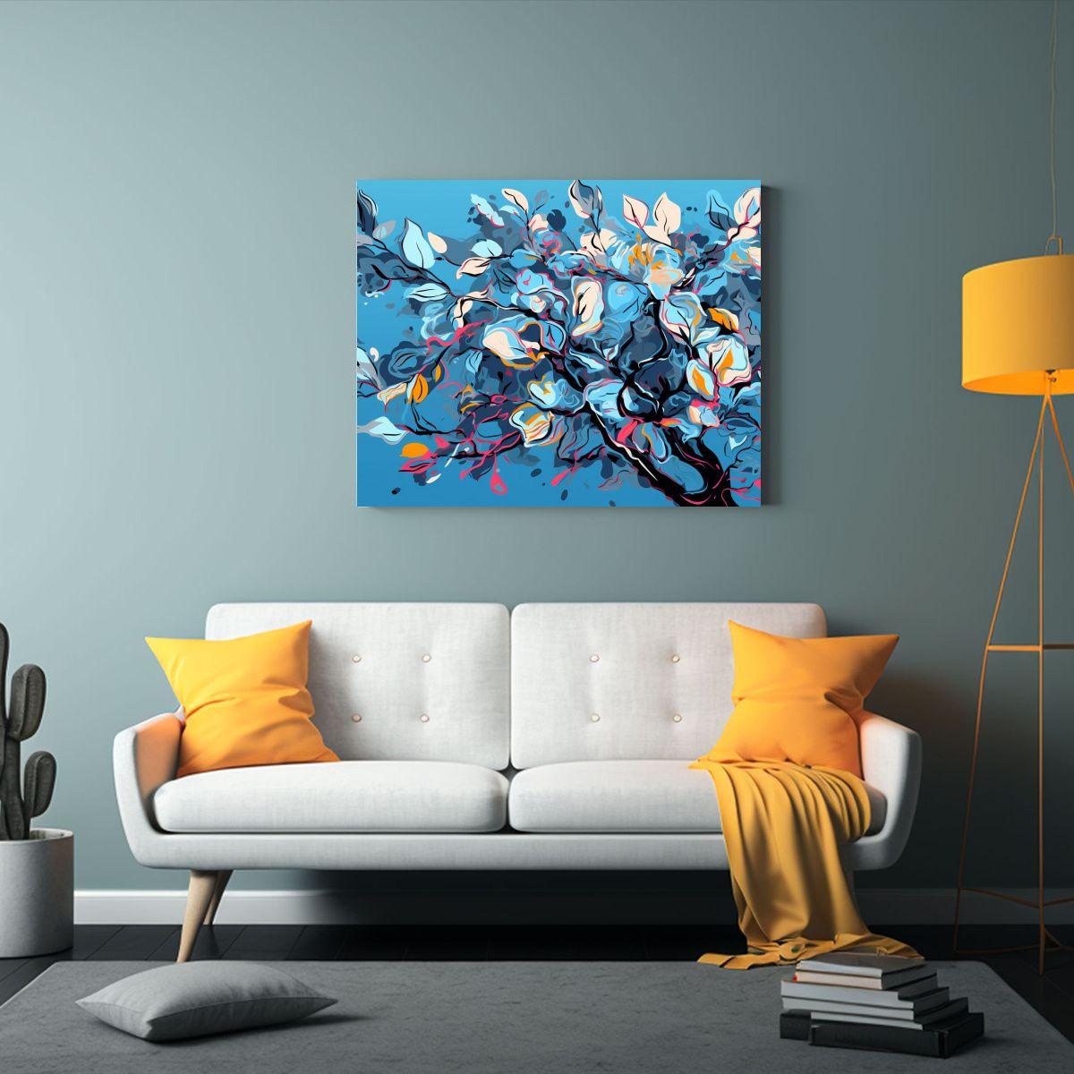 Pinturas Decorativas De Arbutus En Colores Azules  40x30cm-2