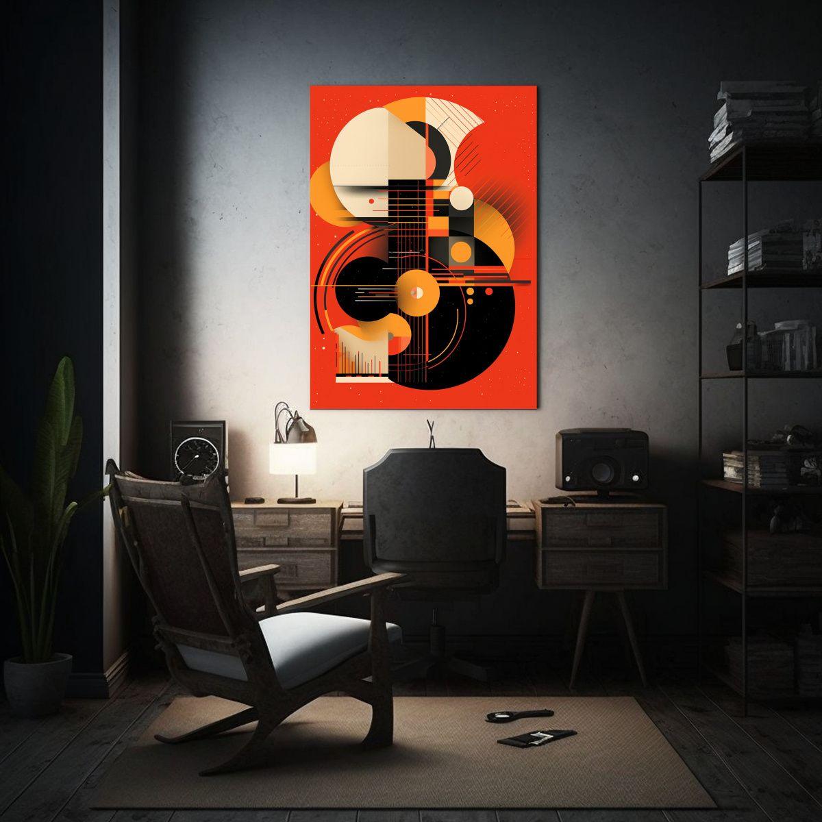 Cuadro Abstracto Naranja Y Negro Para Decoración 20x30cm-2
