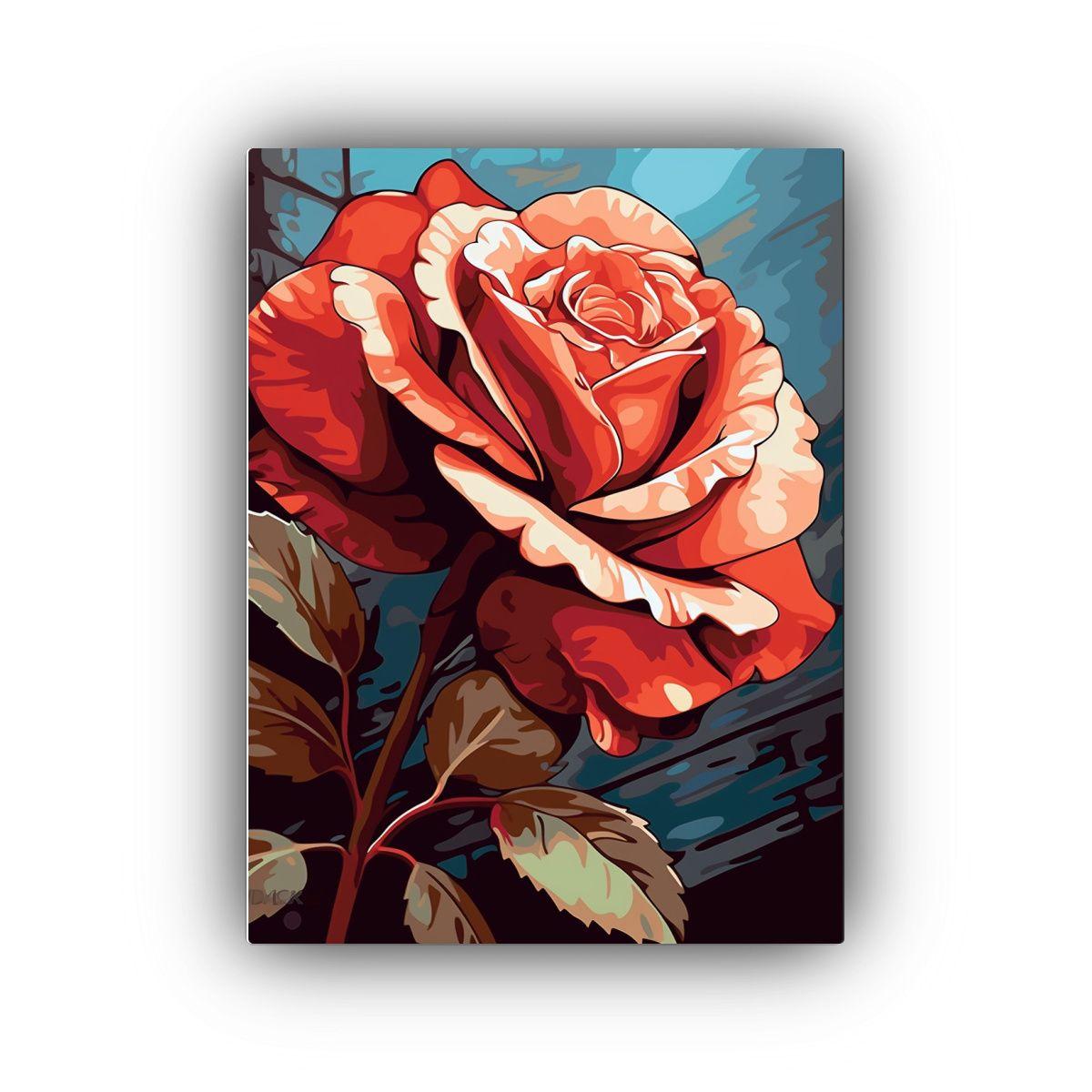 Pintura Decorativa De Un Vibrante Rojo Intenso De 40x50cm-0