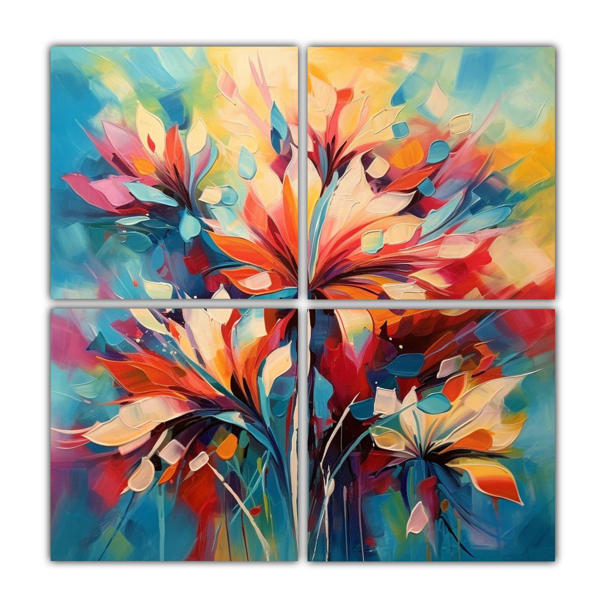 Pinturas Abstractas De Flores Para Decoración 60x60 Cm-0