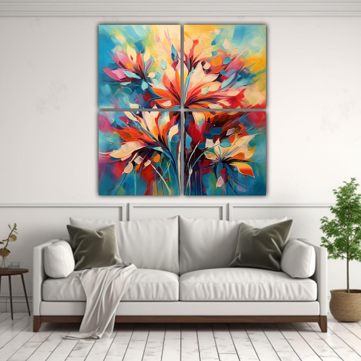 Pinturas Abstractas De Flores Para Decoración 60x60 Cm-2