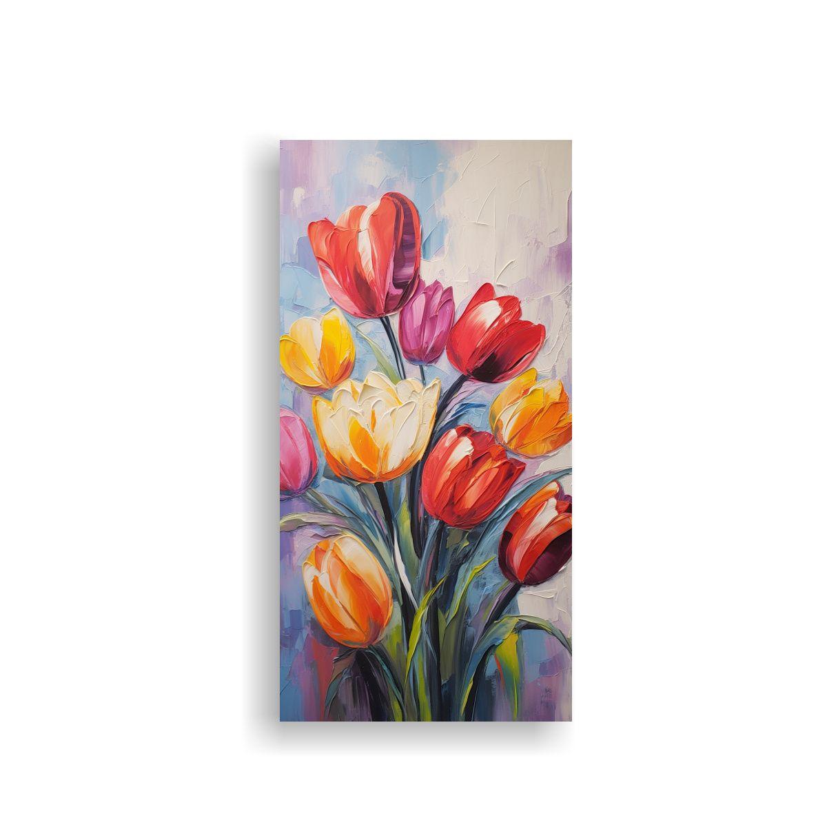 Tela En Bastidor Forma Visual Con Vibrantes 70x140 Cm-0