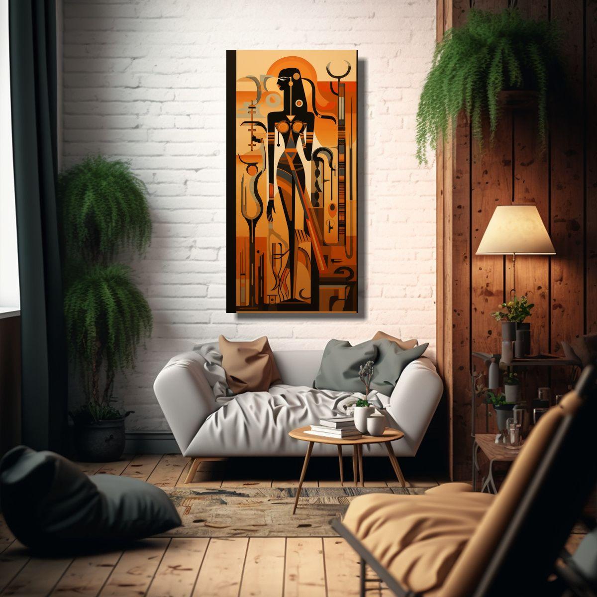 Cuadro Abstracto Reinterpretación Arte Egipcio 70x140cm-2