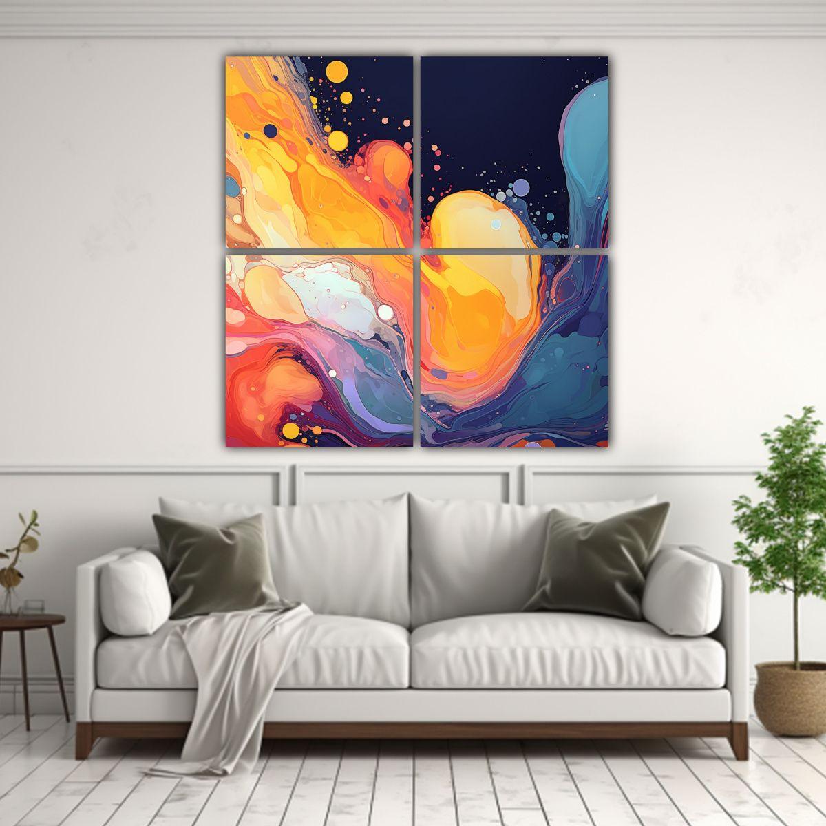 Pinturas Decorativas De Cuatro Composición Tema 160x160 Cm-2