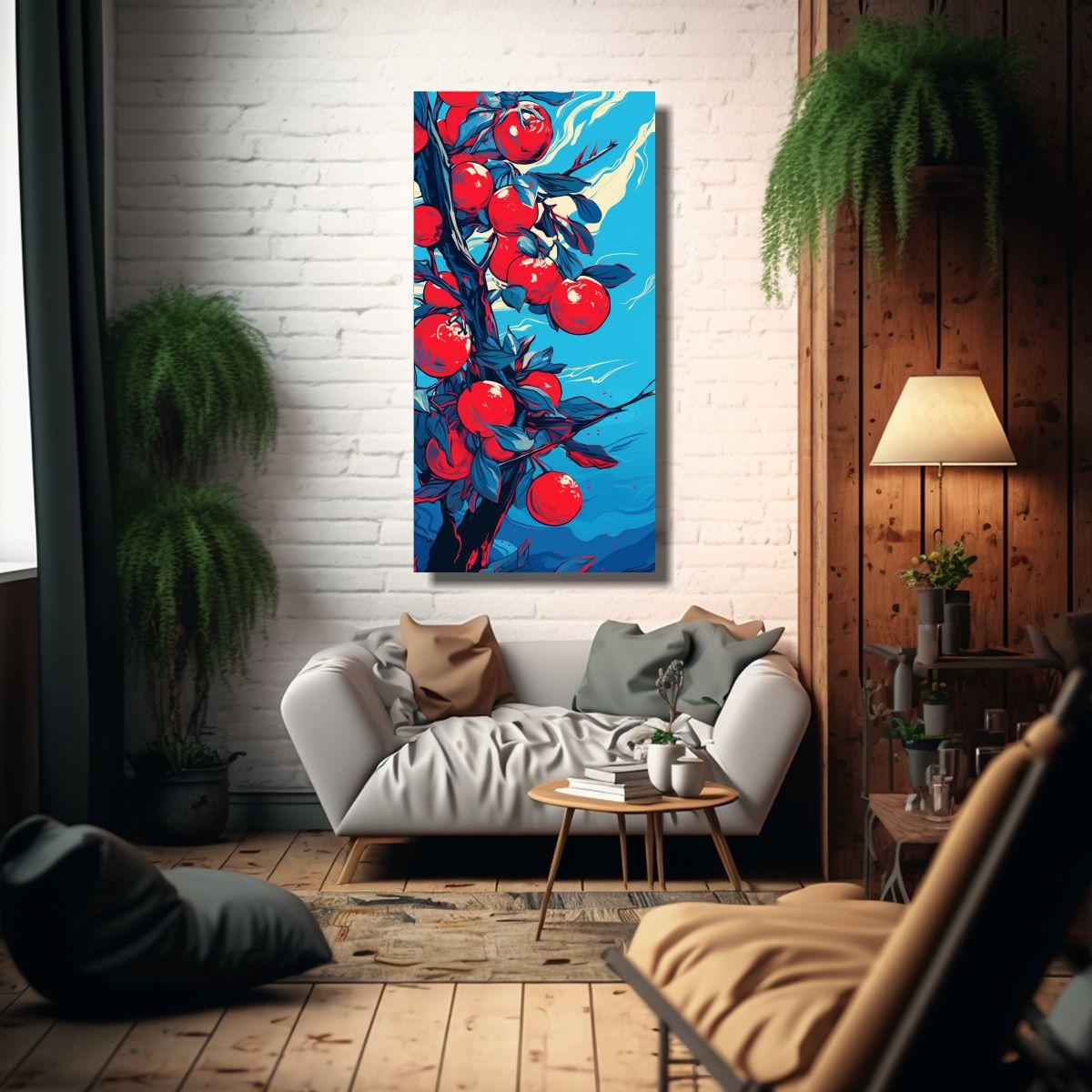 Arte Cuadro Perspectiva Un Limonero En Colores Roj 60x120cm-2