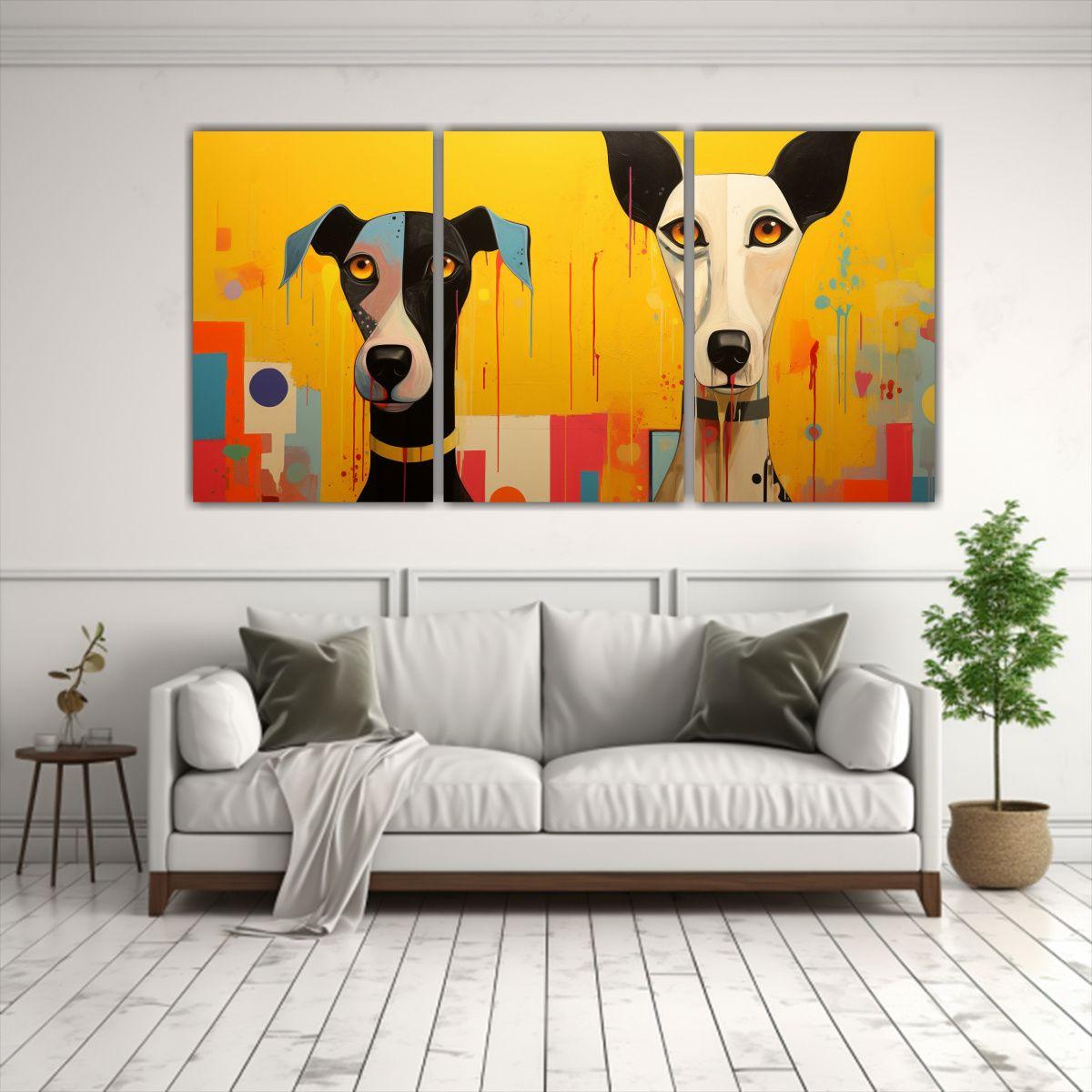 Díptico Decorativo Perros Abstractos Arte Mágico 240x120 Cm-2