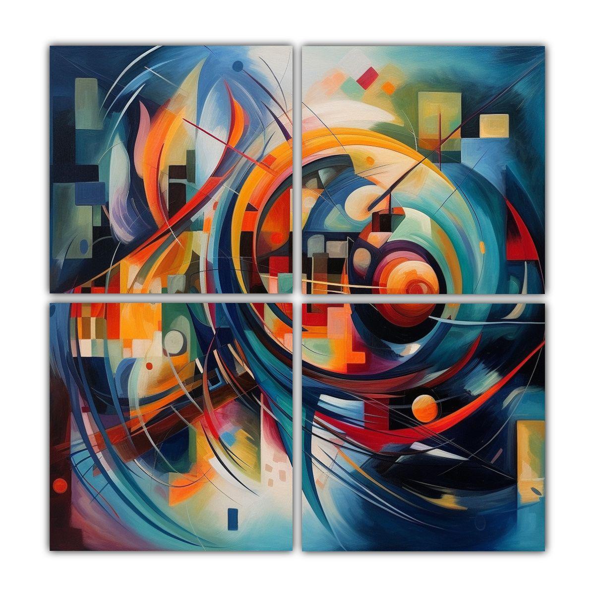 Cuatro Cuadros Imagen Estilo Abstracto Para 200x200 Cm-0
