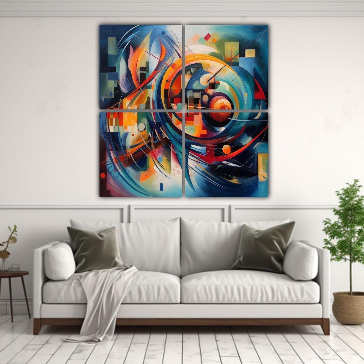 Cuatro Cuadros Imagen Estilo Abstracto Para 200x200 Cm-2