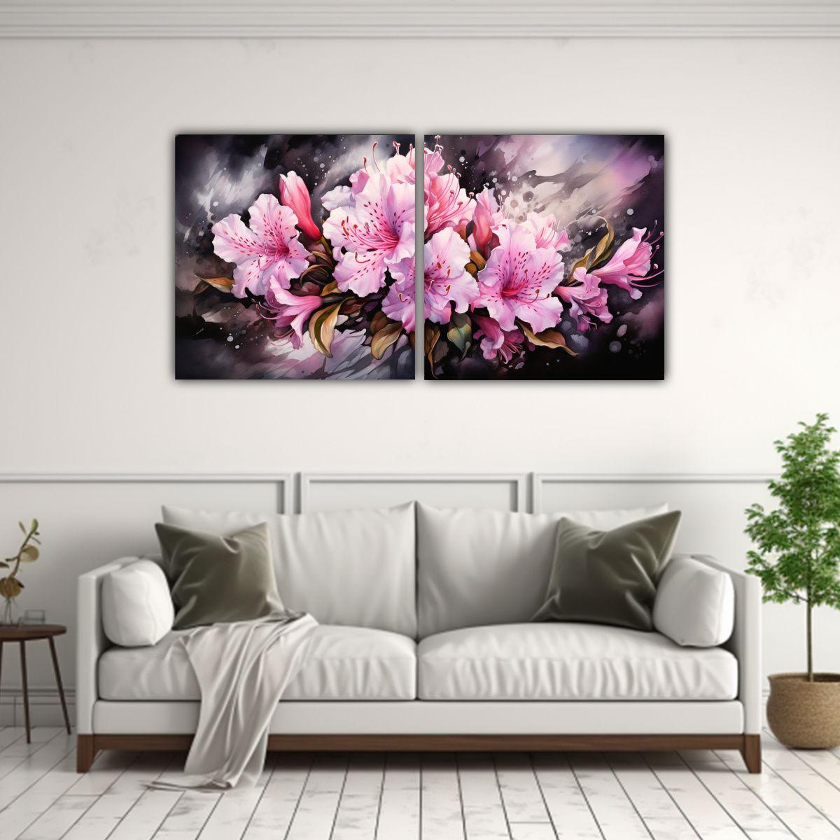 Set 2 Lienzos De Tela Concepto Reflejo Abstracto 120x60 Cm-2