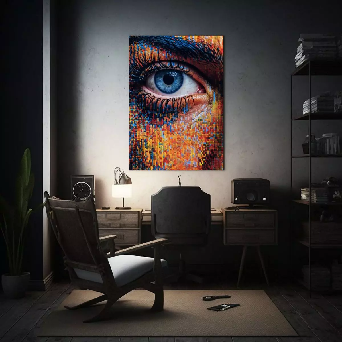 Cuadro Conceptual Multicolor De Mujer Con Ojos 50x75cm-2