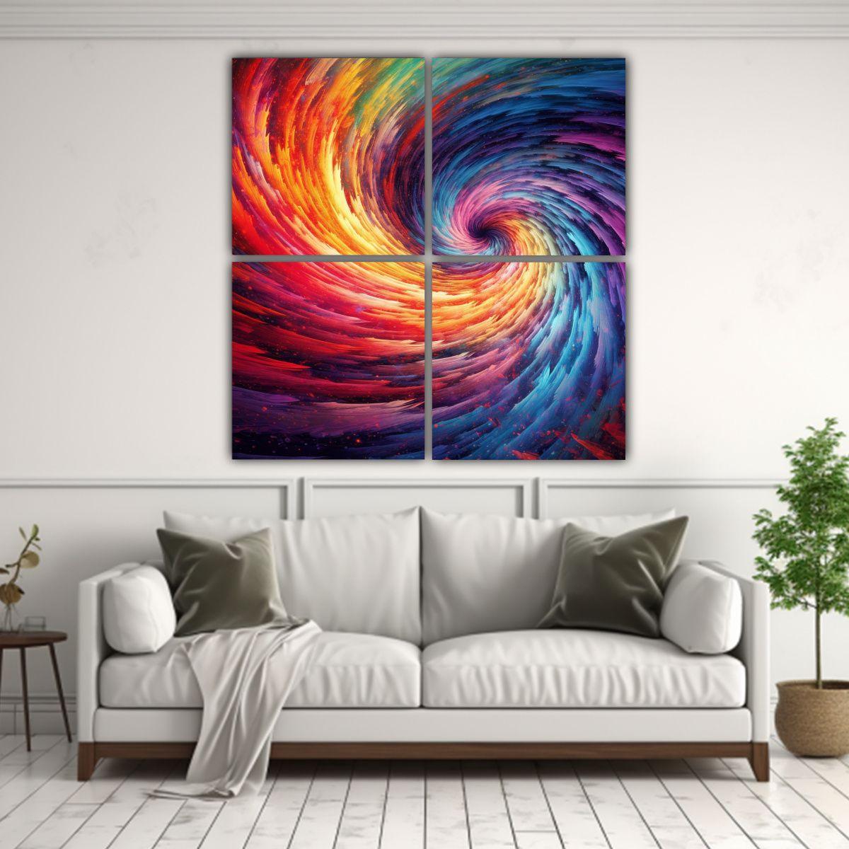 Pinturas Abstractas En 4 Lienzos Discraft Fly Dye 160x160 Cm-2
