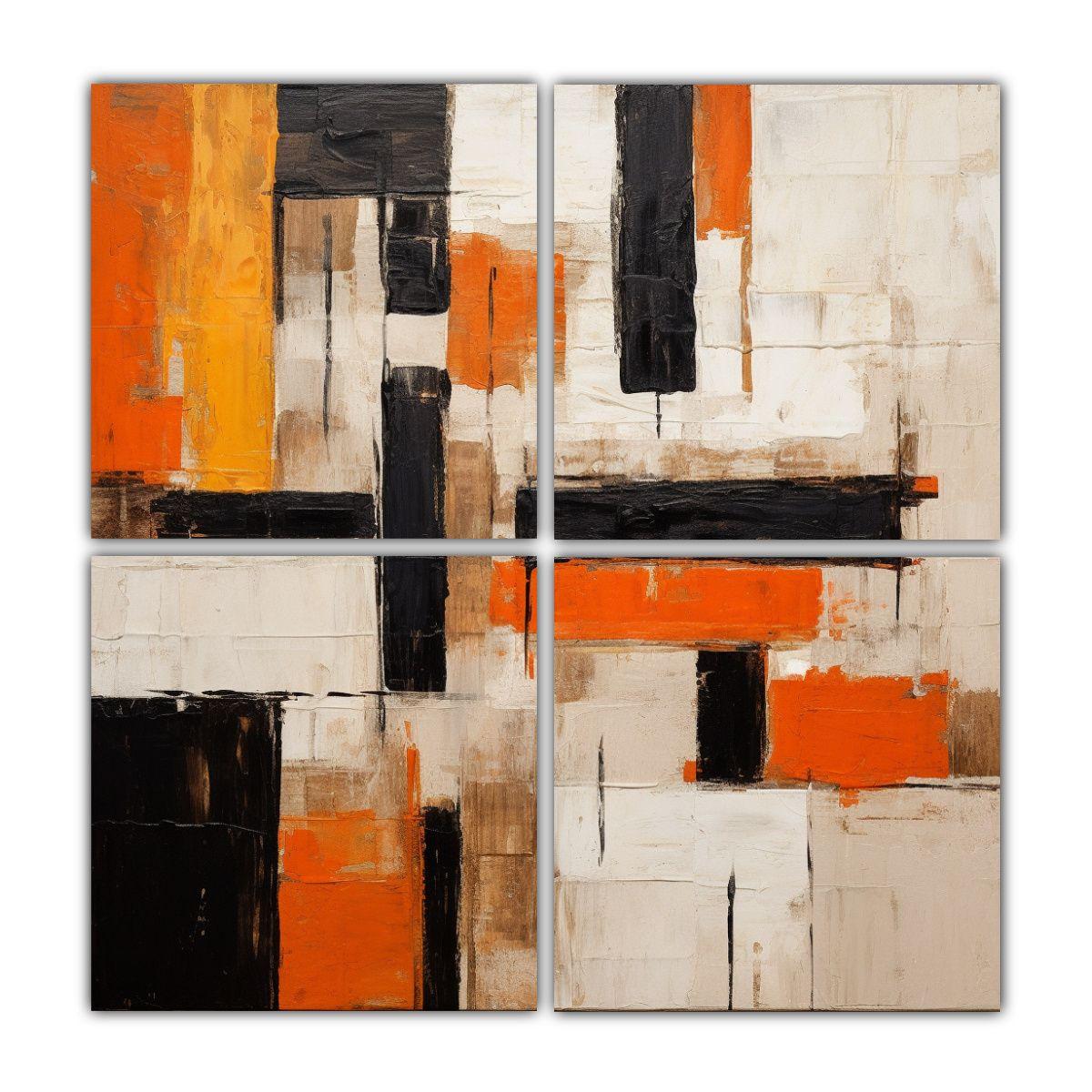 Cuadro Decorativo En Bastidor Negro Y Naranja 150 100x100 Cm-0