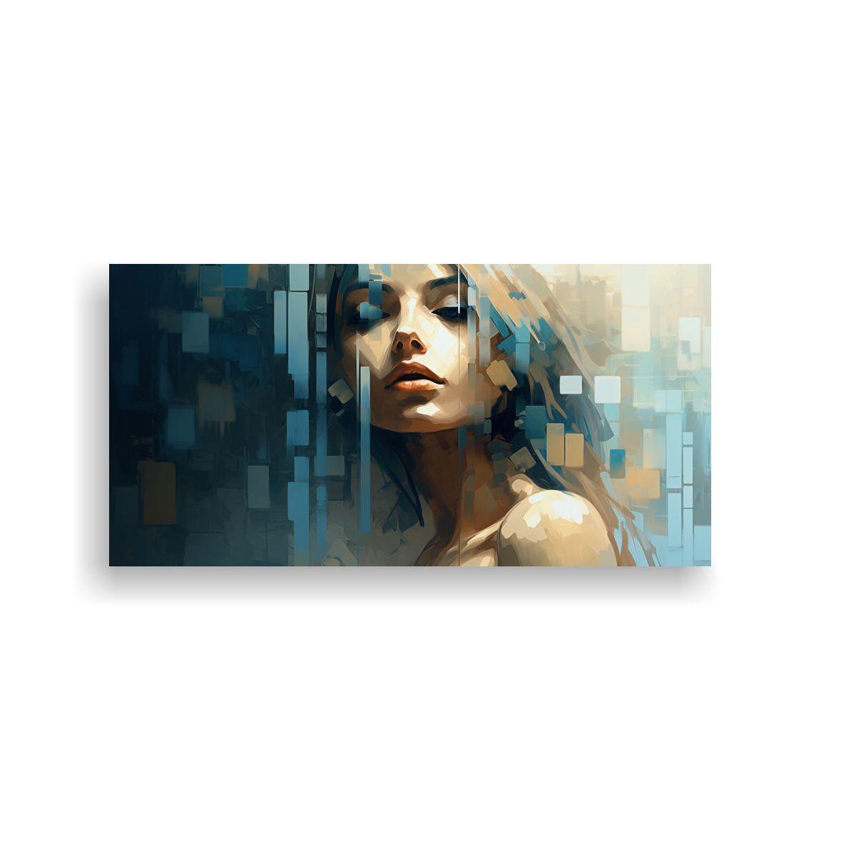 Pintura Abstracta En Tonos Marrones Y Azules: 140x70 Cm-0