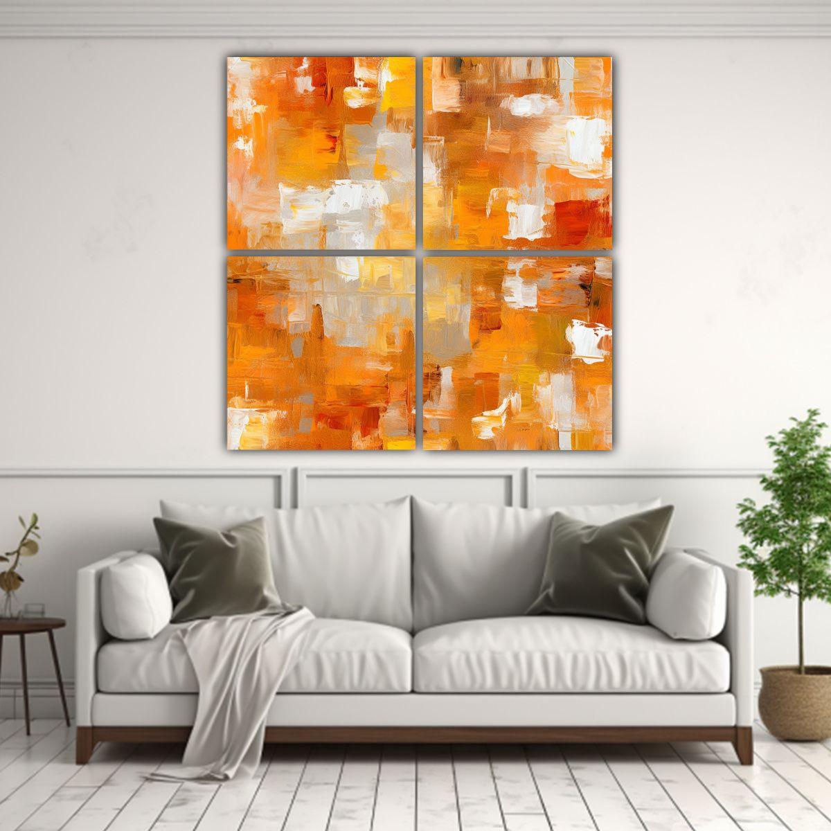Cuadros Acuarela Minimalista Abstracto Naranja Y 200x200 Cm-2