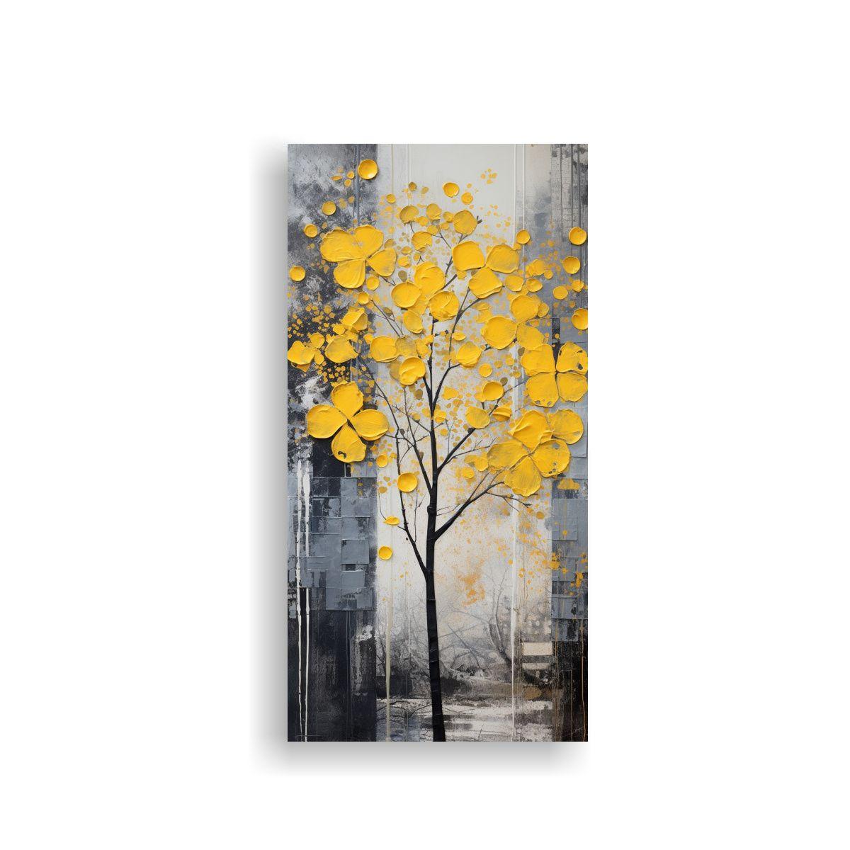 Pintura Decorativa De árbol Amarillo Y Plateado 50x100cm-0