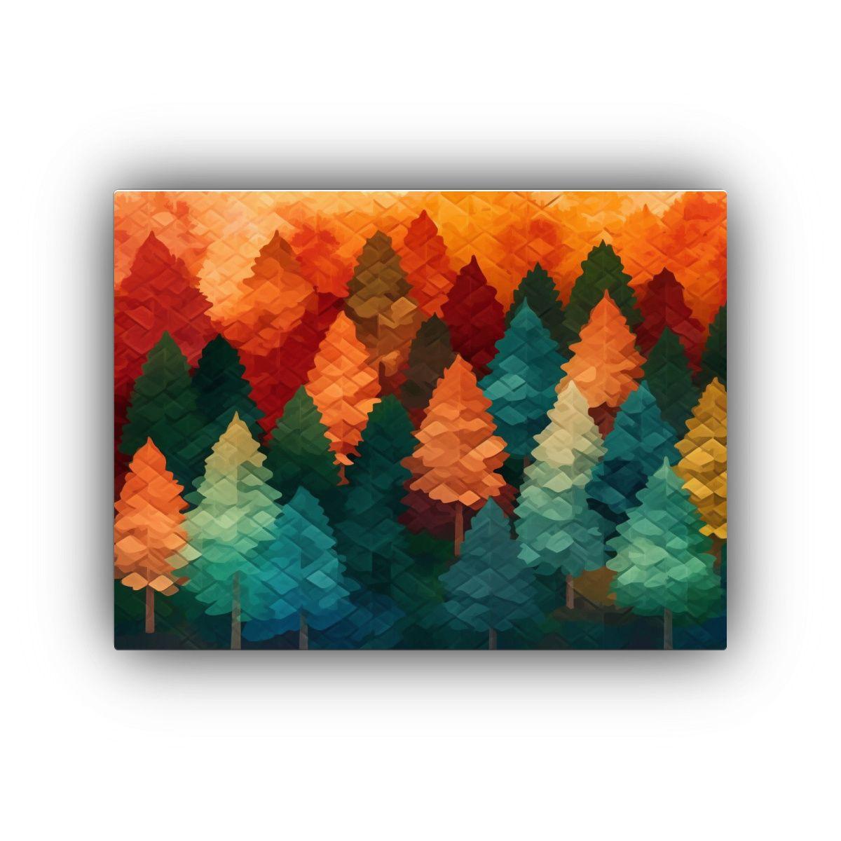 Cuadro Otoñal Relieve: Bosque De árboles En La Estación. 50x40cm-0