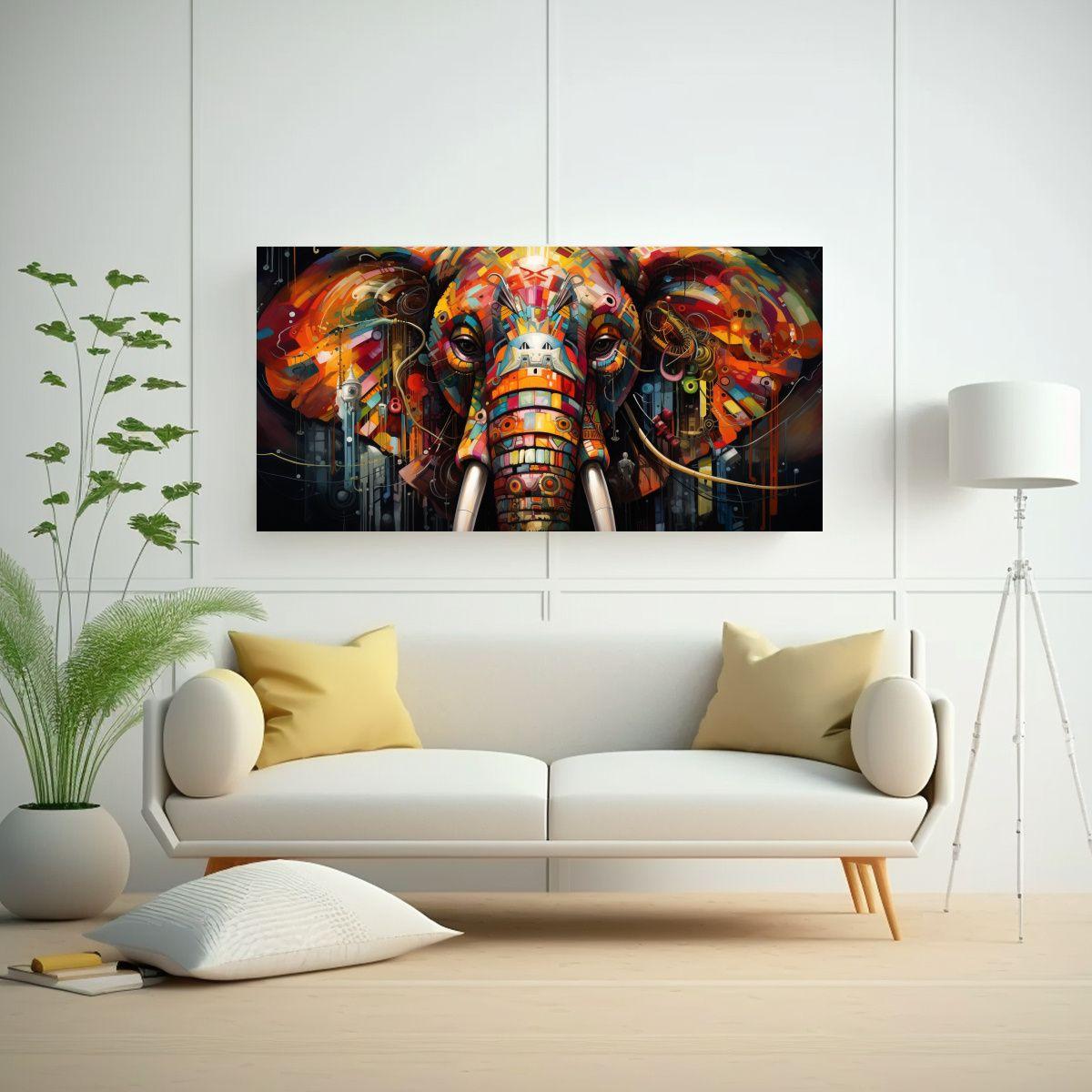 Obra Maestra Elefante Abstracto En Cuadro 40x20 Cm-2