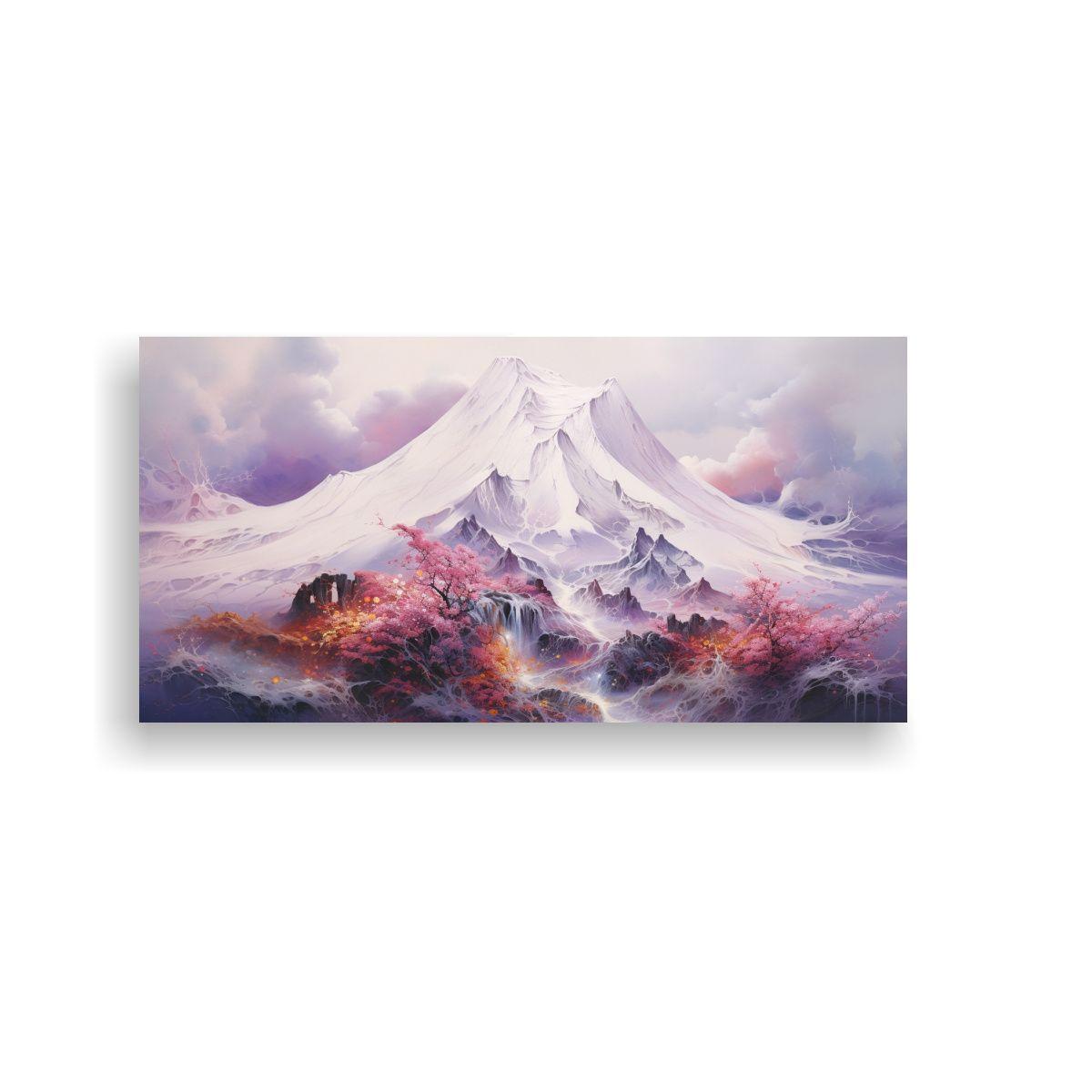 Pintura Abstracta Floral De Un Volcán Con Colores 60x30cm-0