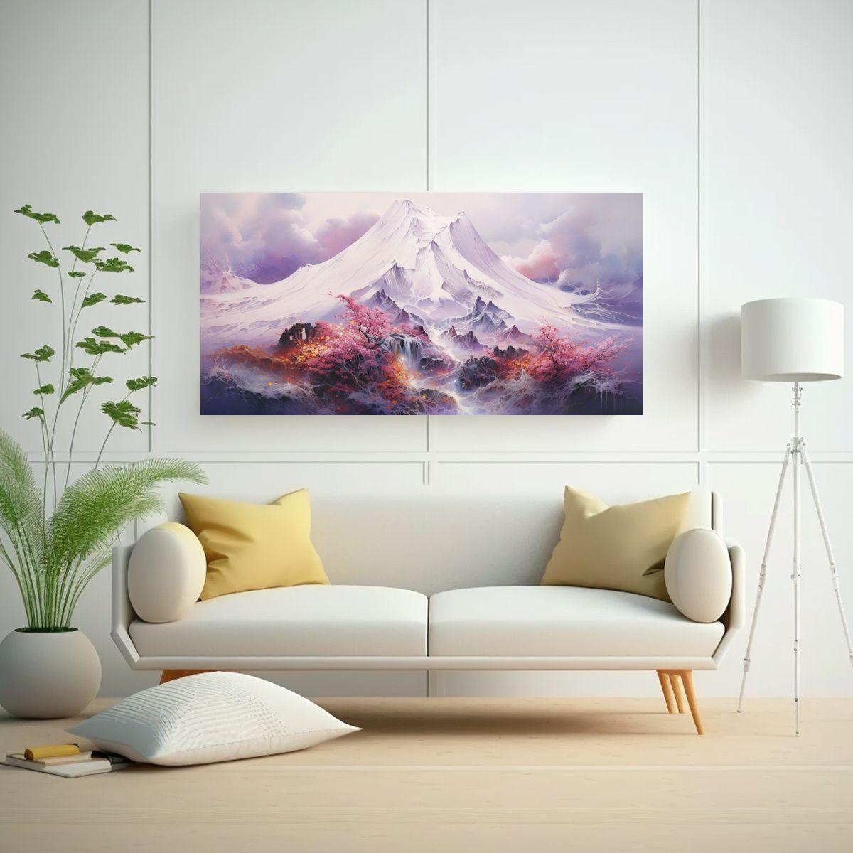 Pintura Abstracta Floral De Un Volcán Con Colores 60x30cm-2