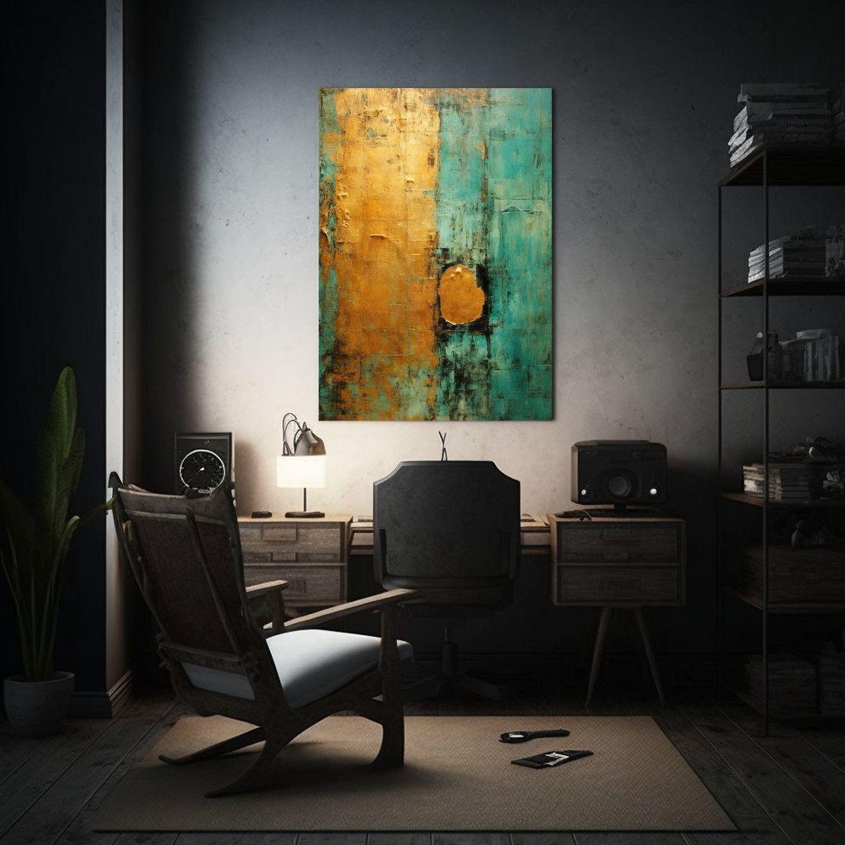 Pintura Mixta Abstracta Moderna Con Visión 50x75cm-2