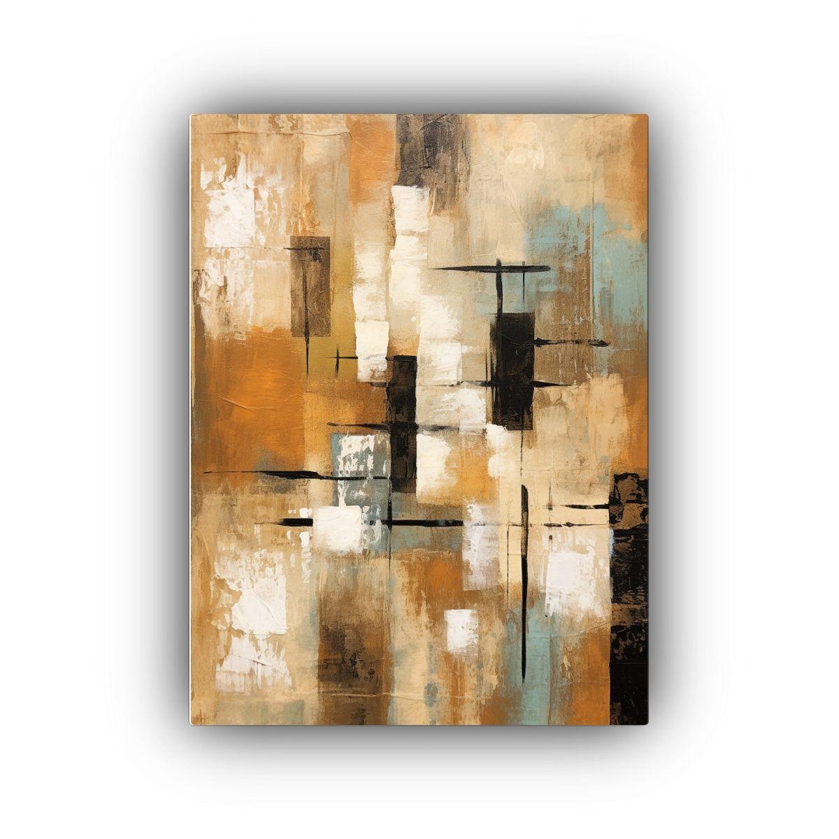 Pintura Abstracta En Tonos Tierra Con Efecto 50x75cm-0