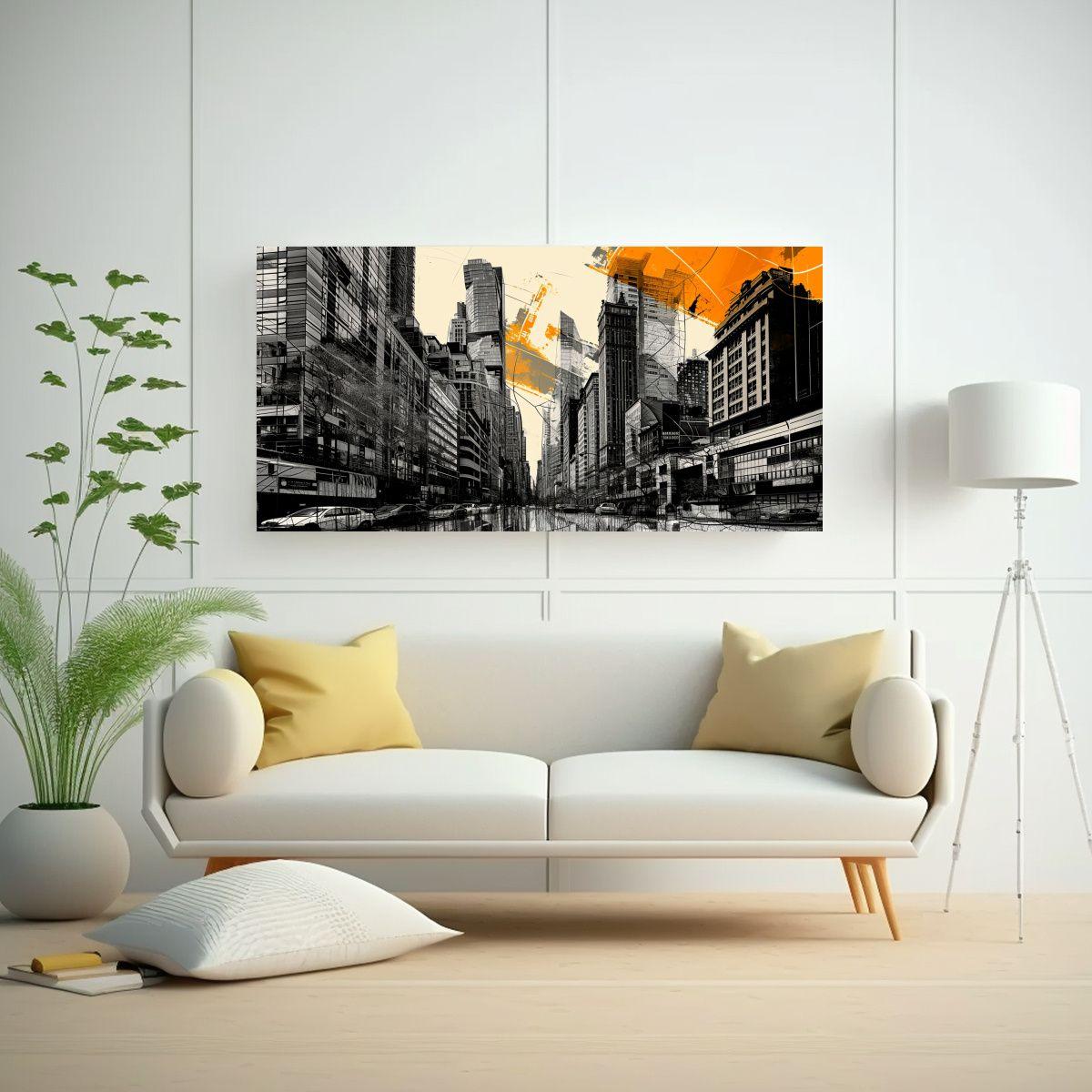 Cuadro En Bastidor: Foto Urbana Blanco Y Negro 140x70cm-2