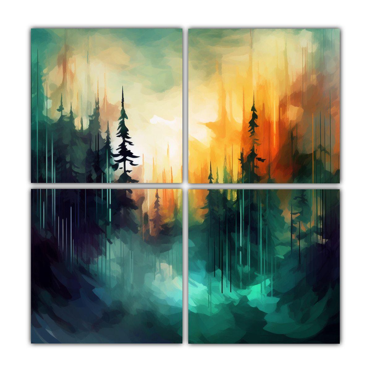 Pintura Abstracta Patrón Intenso Paisaje Bosque 100x100 Cm-0