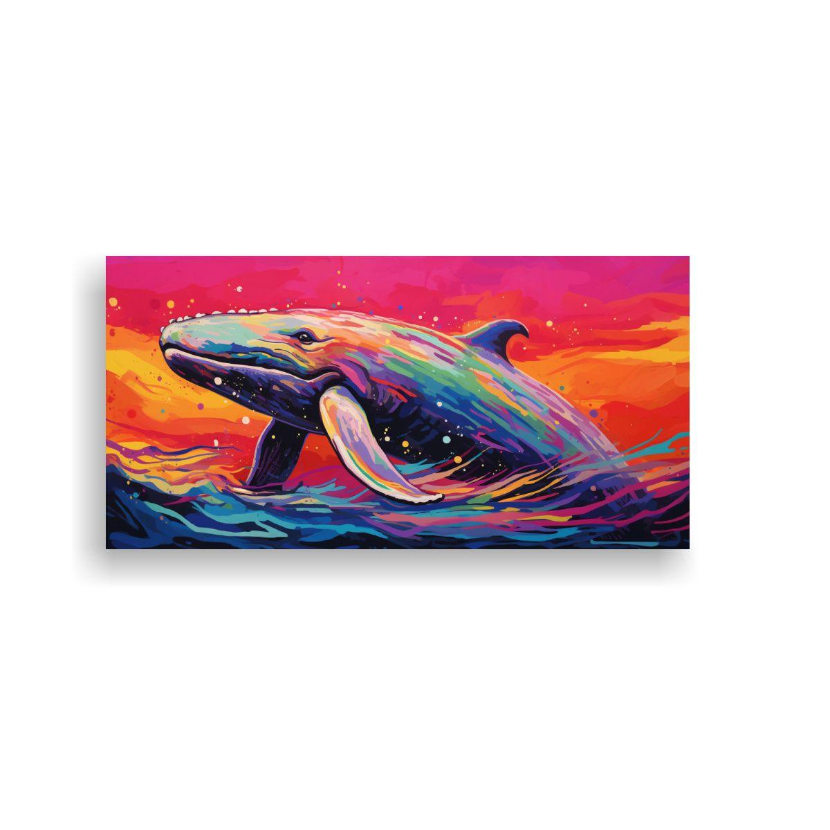 Cuadro En Bastidor Moderno Ballena Gris En 120x60cm-0