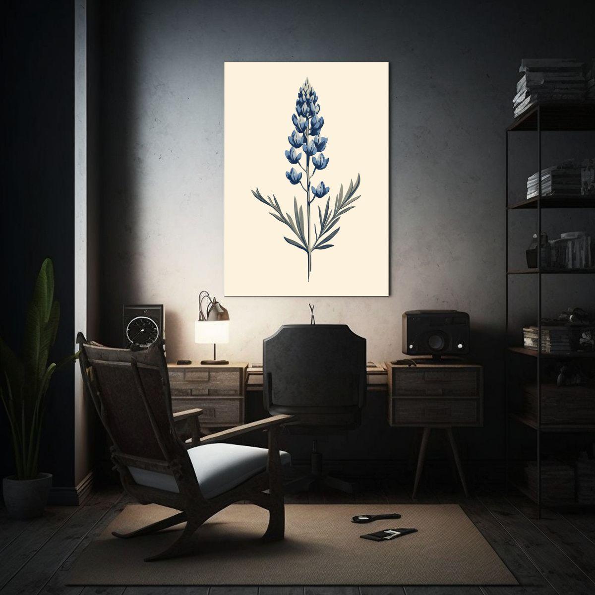 Cuadro Acuarela Minimalista De Un Bluebonnet 20x30cm-2