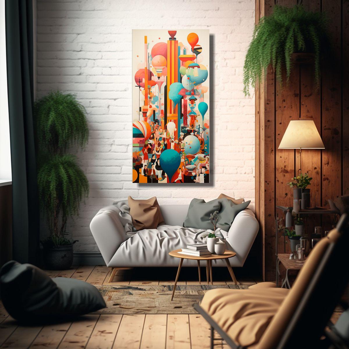 Pintura Decorativa Con Representación Abstracta 20x40cm-2