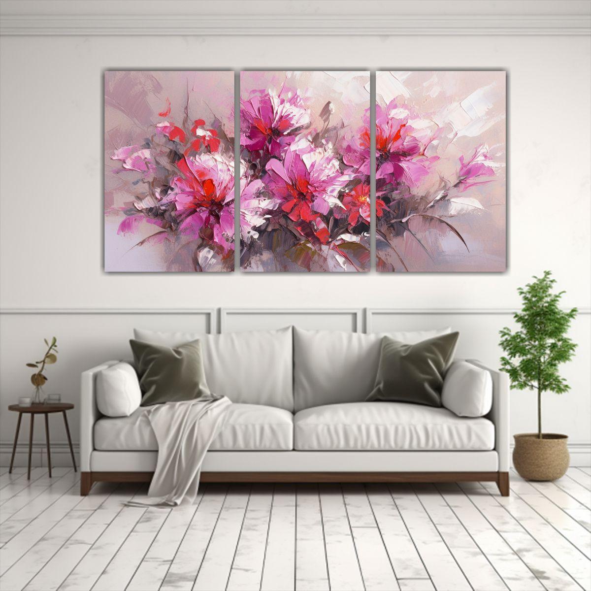 Pintura De Flores En Lienzo En El Estilo Moderno 120x60 Cm-2