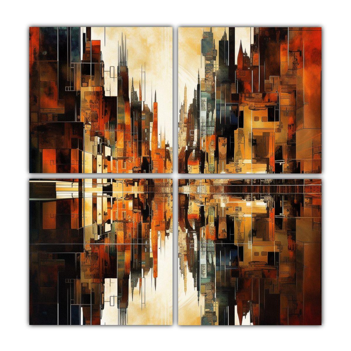 Paisaje Urbano Abstracto De Alta Resolución Con 100x100 Cm-0