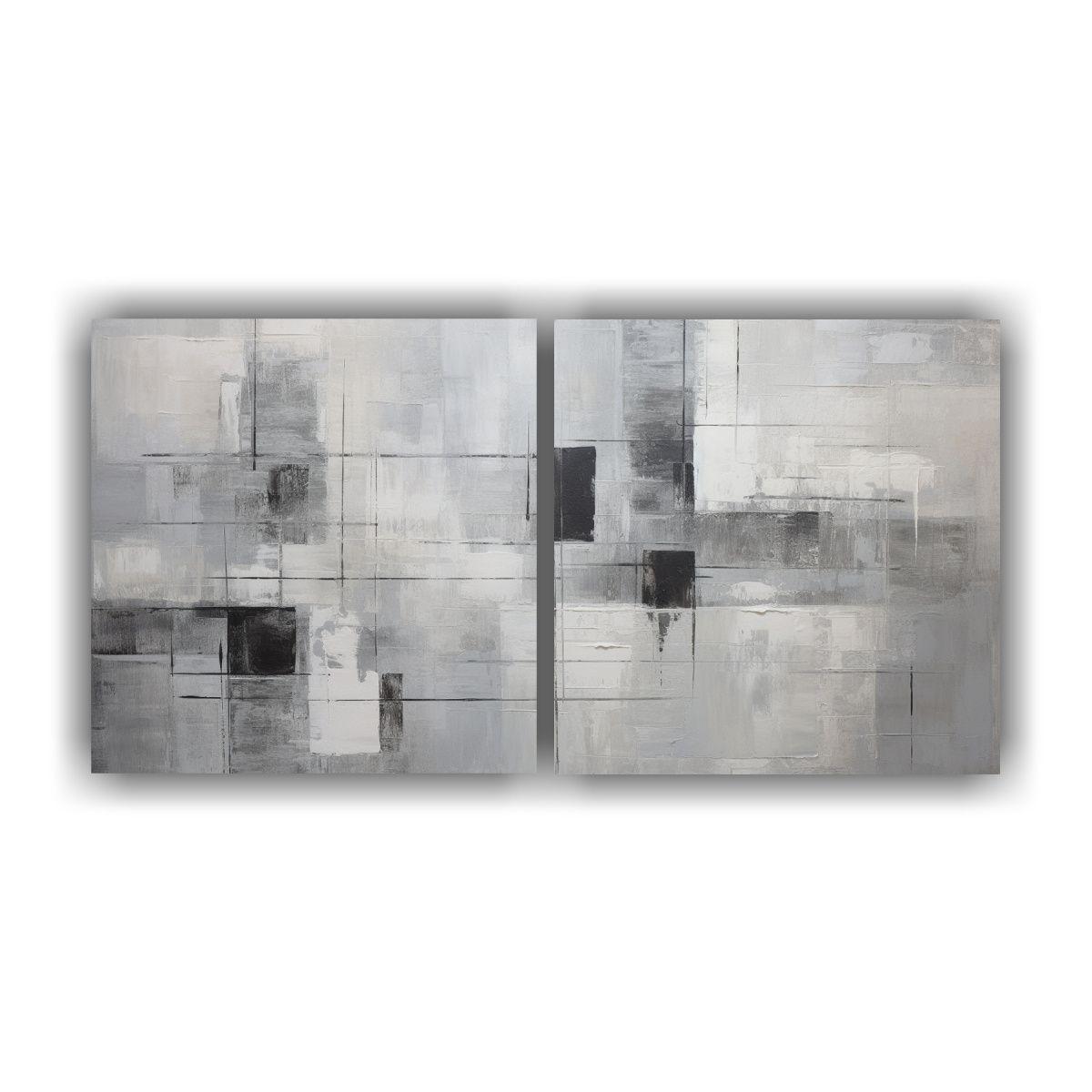 Conjunto 2 Cuadros Lienzo Luminosos Tonalidades 80x40 Cm-0