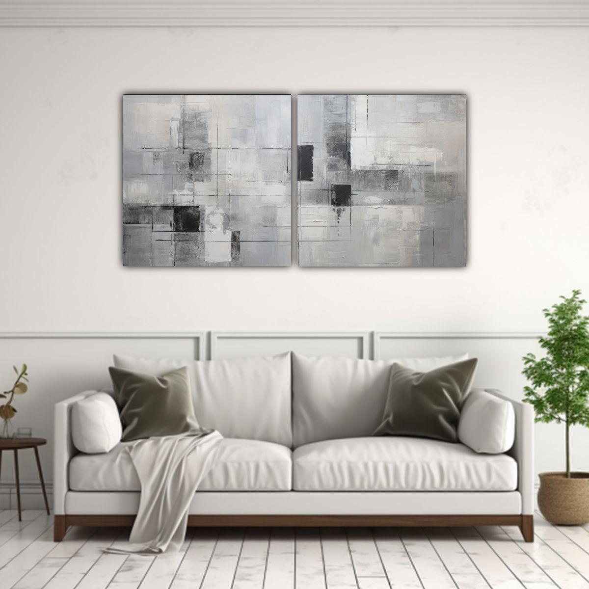 Conjunto 2 Cuadros Lienzo Luminosos Tonalidades 80x40 Cm-2