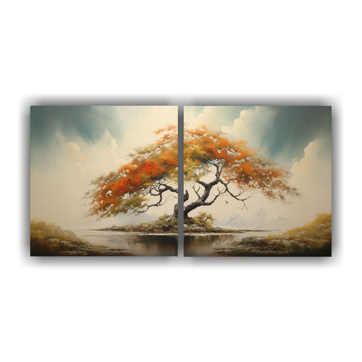 Pintura Abstracta De árbol De Acacia En Estilo 140x70 Cm-0