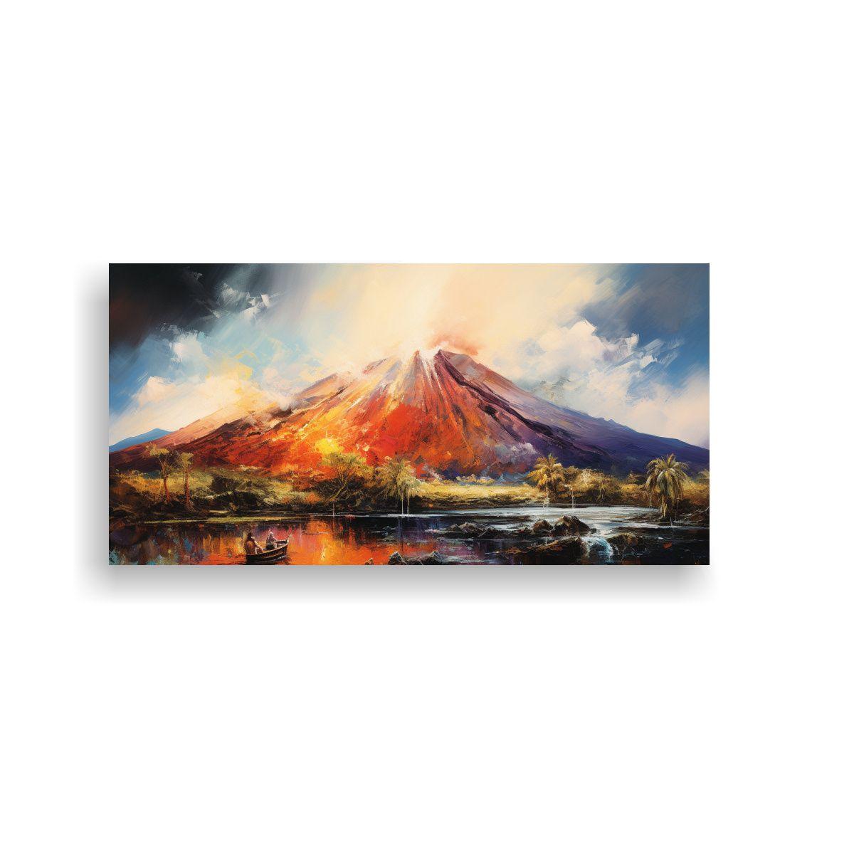 Cuadro Abstracto único De Volcán Con Colores 100x50cm-0