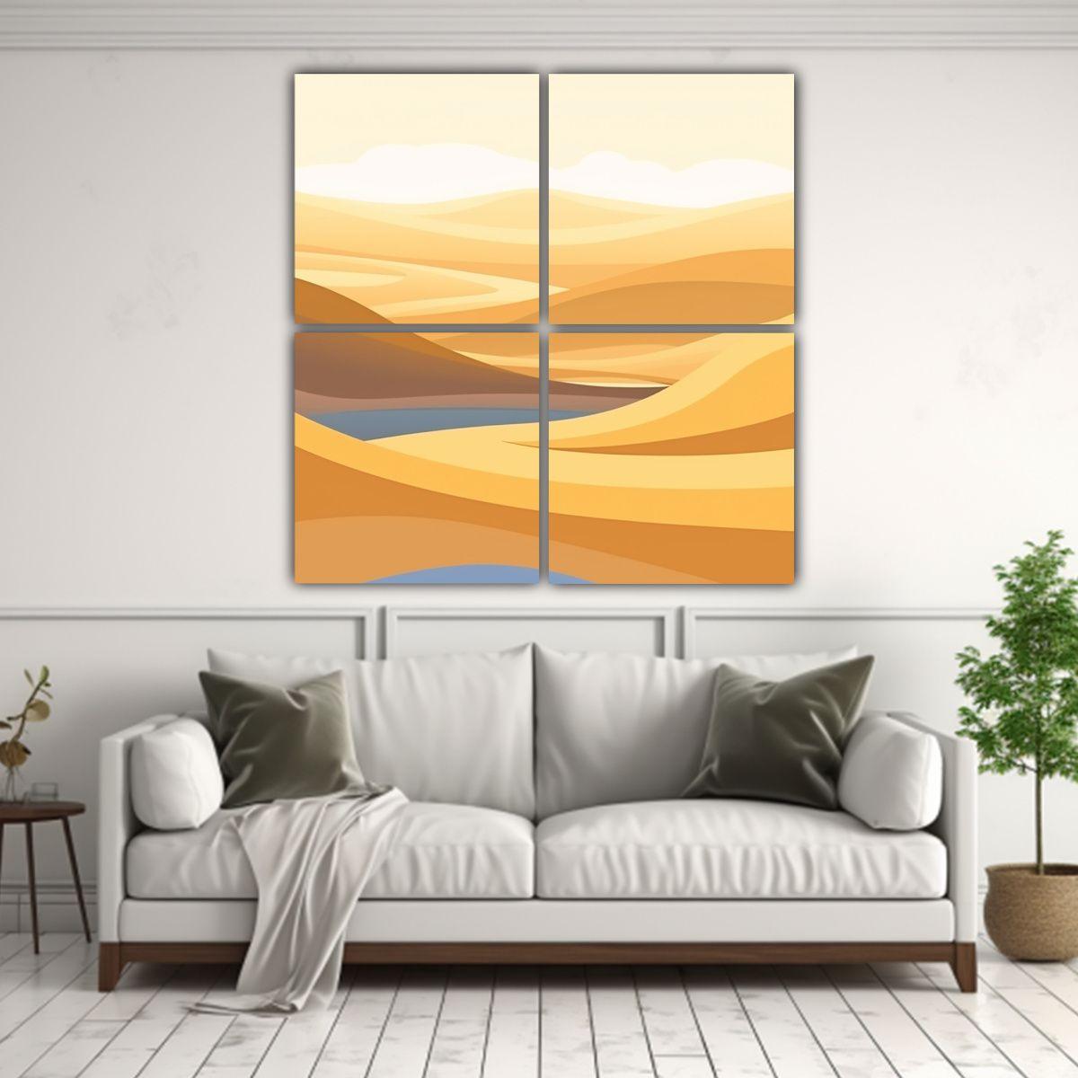 Cuatro Lienzos De Tela Cuadro Con Paisajes 160x160 Cm-2
