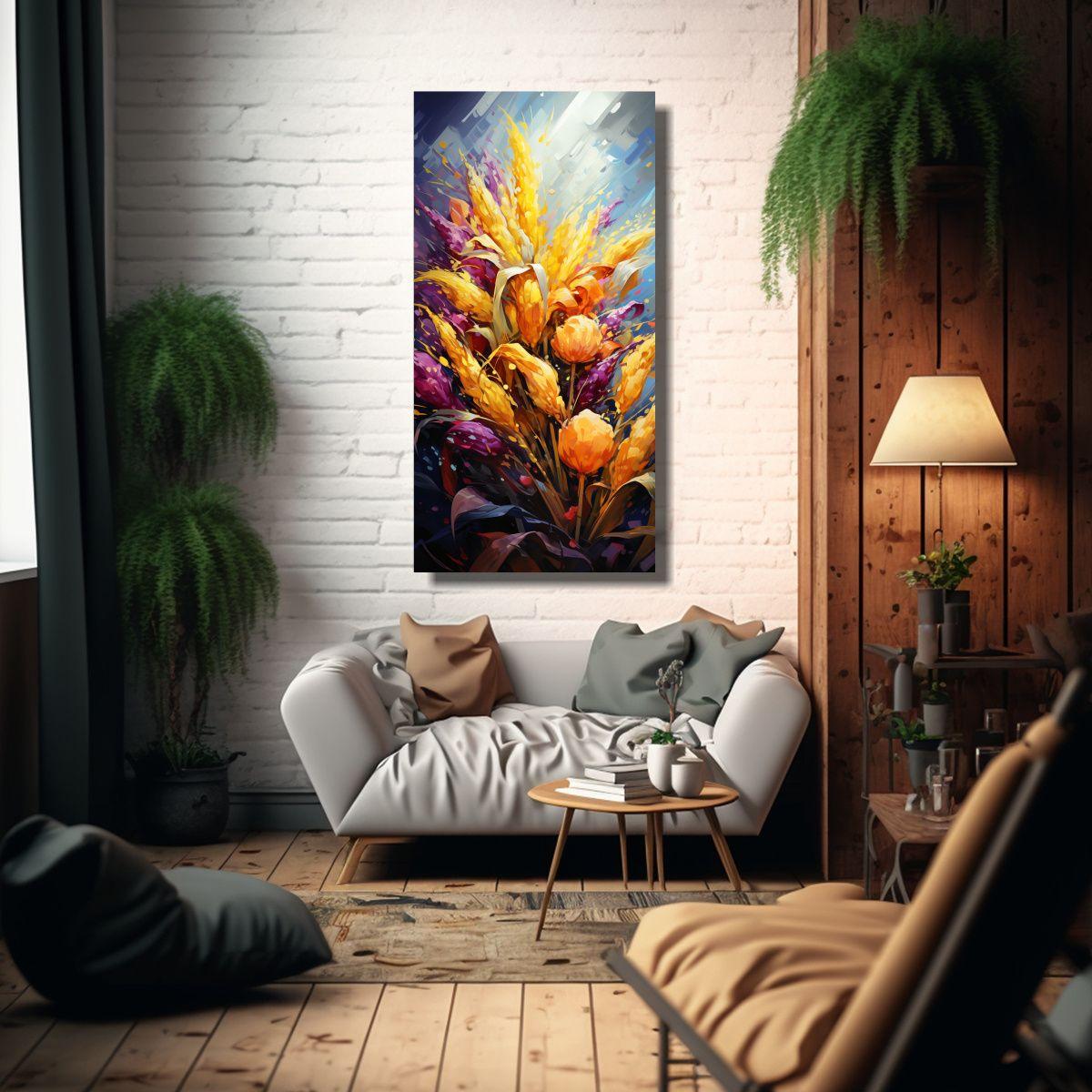 Pintura Decorativa Neonoir Para Sala Con Granos De 70x140cm-2