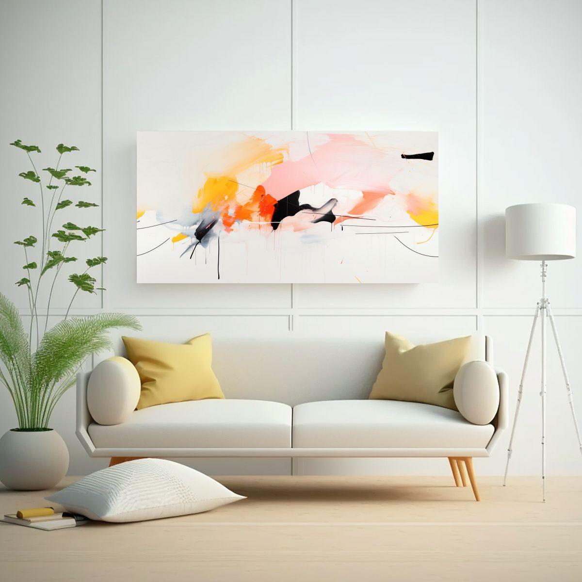 Pintura Abstracta Neominimalista Para Decoración 40x20cm-2
