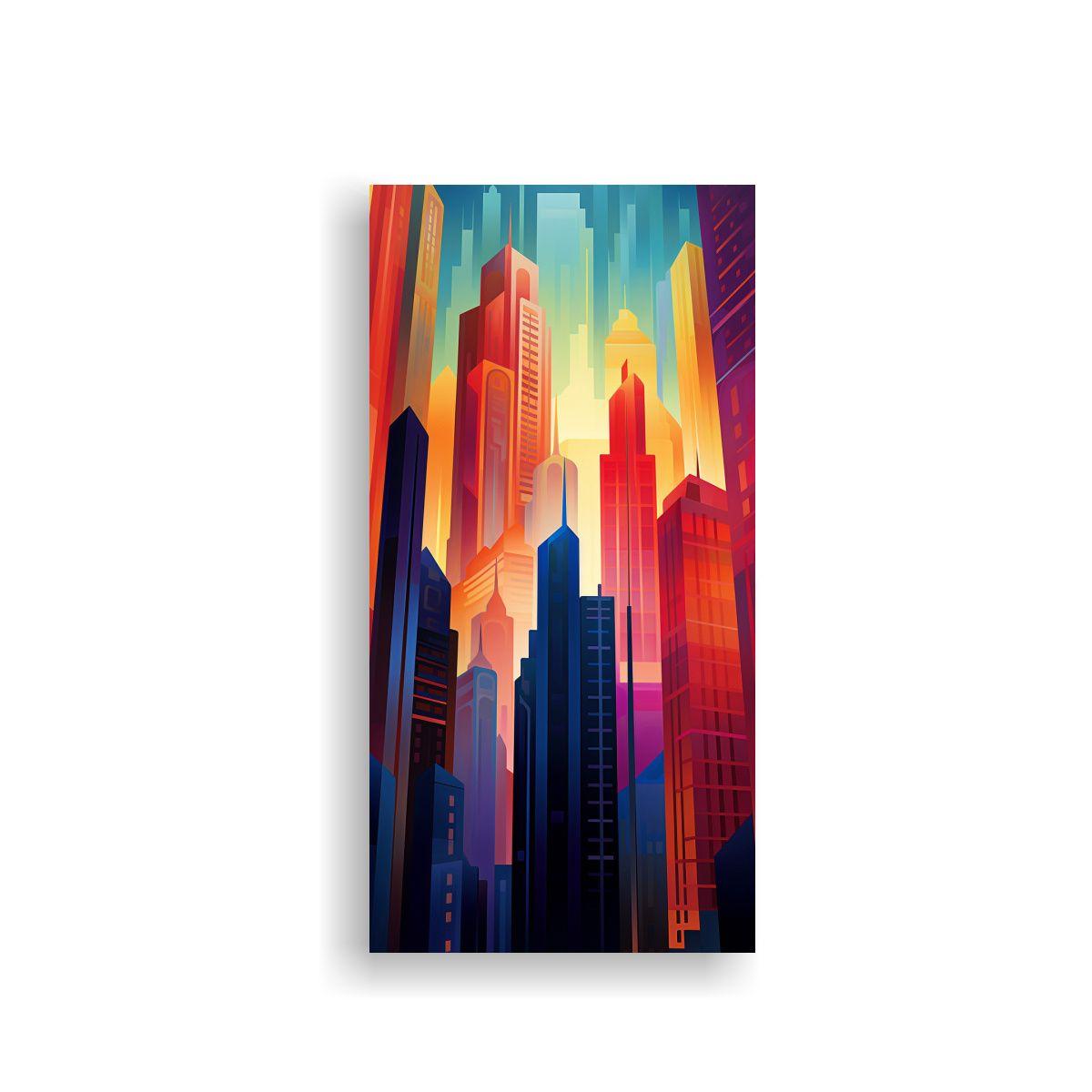 Paisaje Urbano Abstracto En Lienzo Decorativo 20x40cm-0