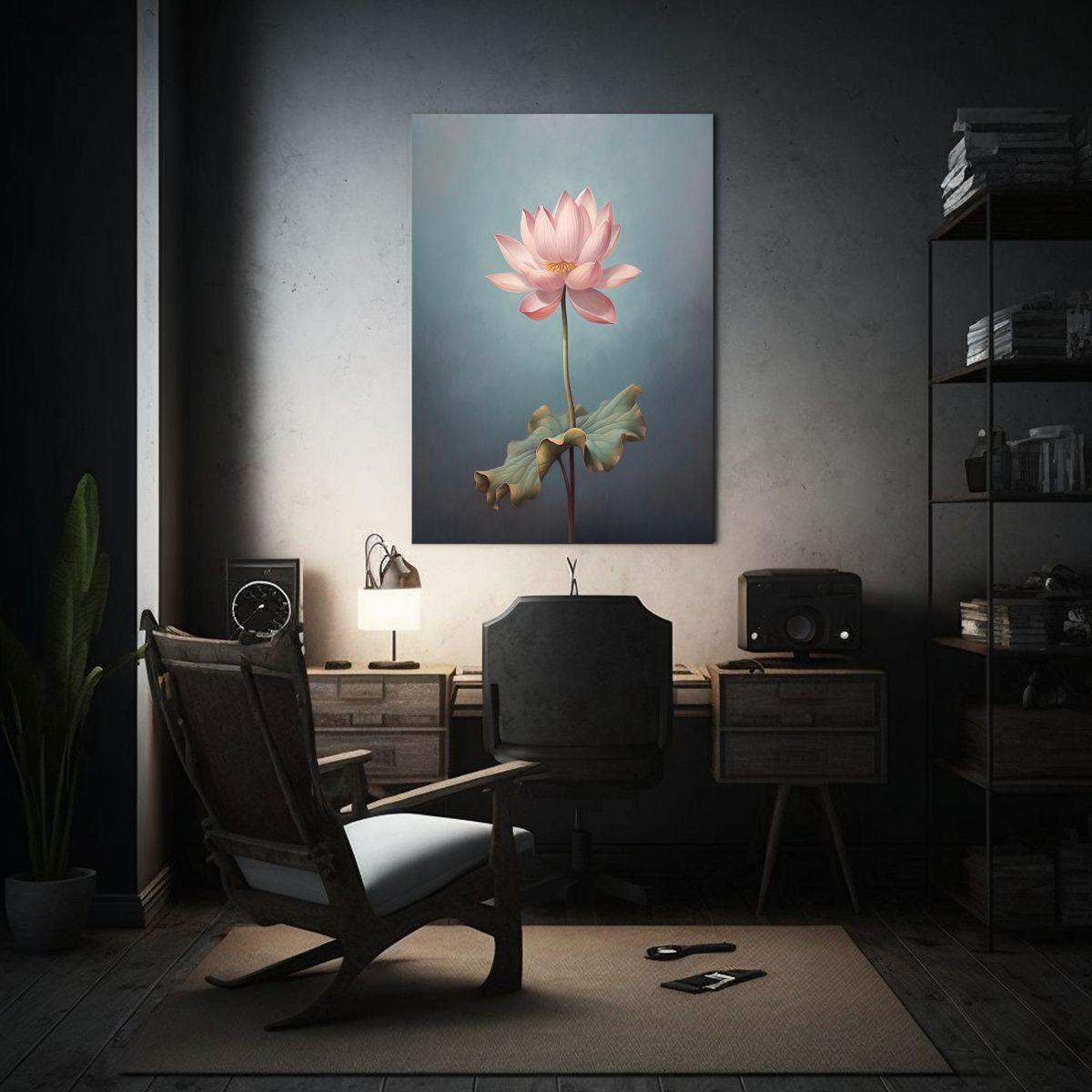 Pintura Minimalista Luminosa Con Tema De Loto 20x30 Cm-2