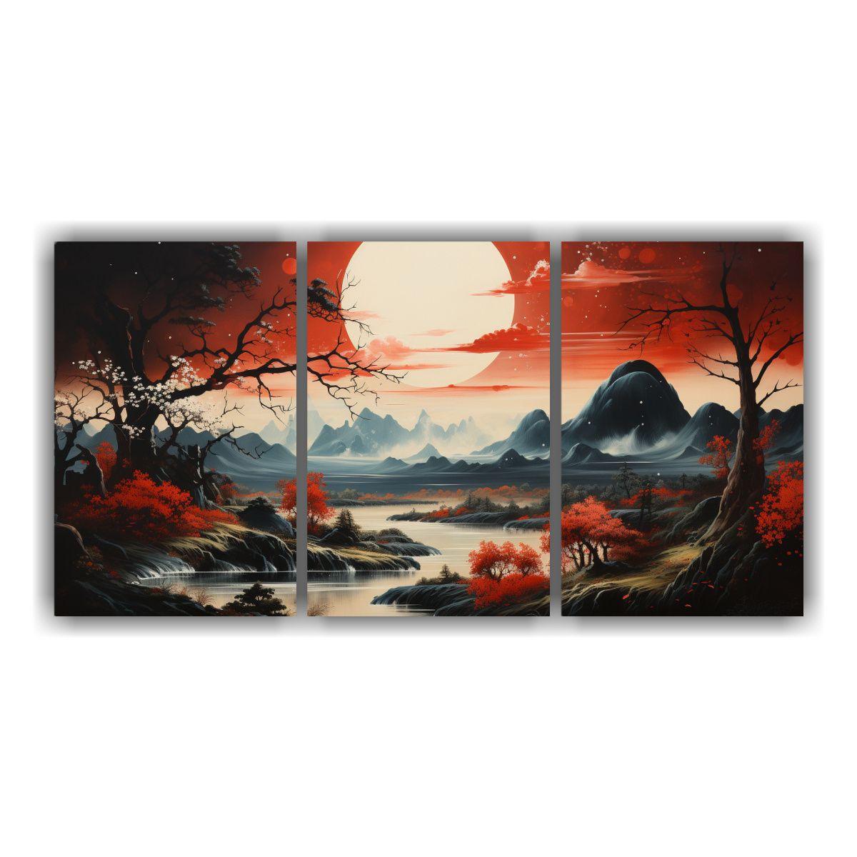 Cuadros Juveniles De Montaña Con Luna Y Estrellas 90x45 Cm-0