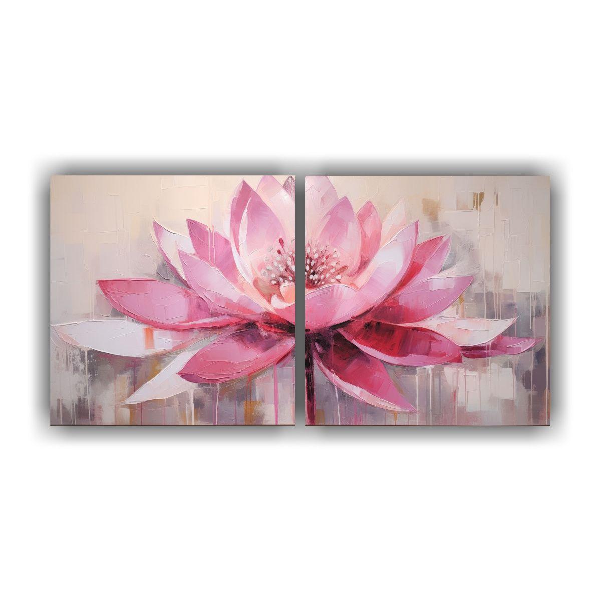 Cuadro Pink Lotus En Bastidor Moderno Para Cocina 80x40 Cm-0